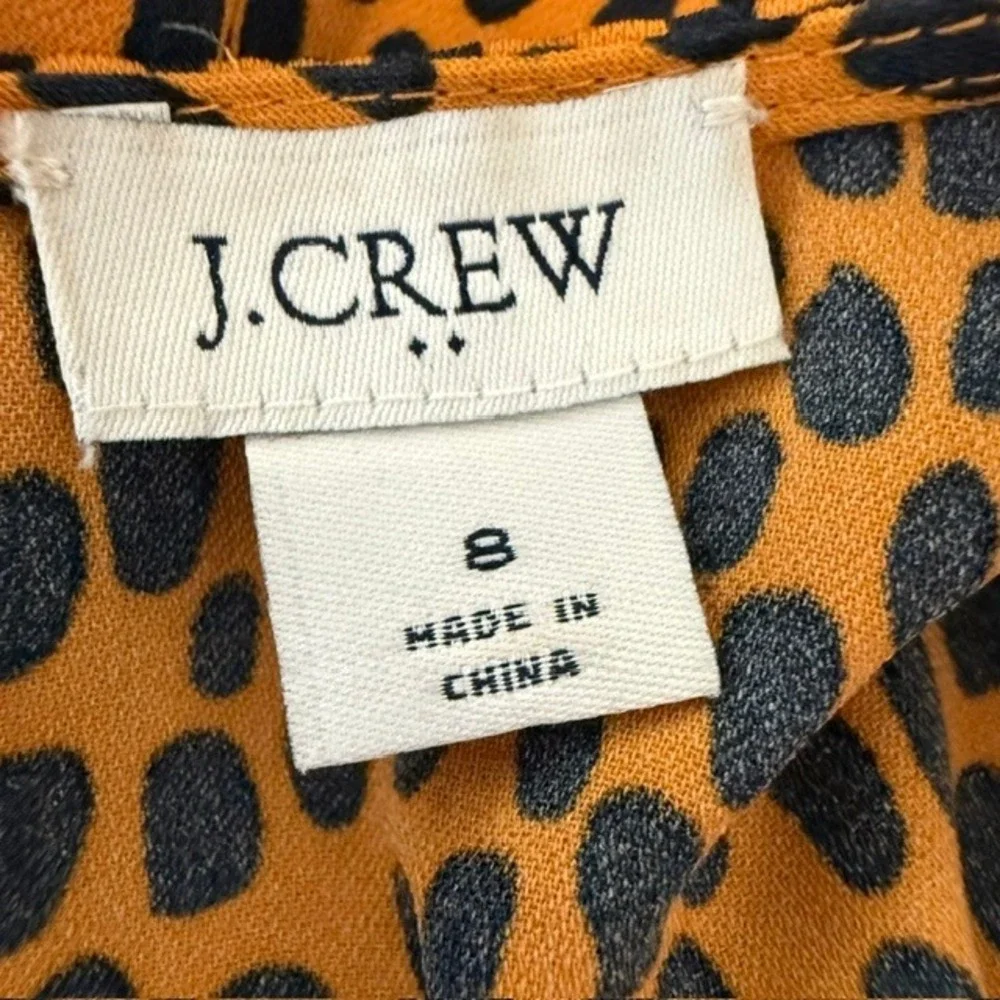 J. Crew Short Sleeve Wrap Dress Cheetah Print Mustard Yellow Size 8